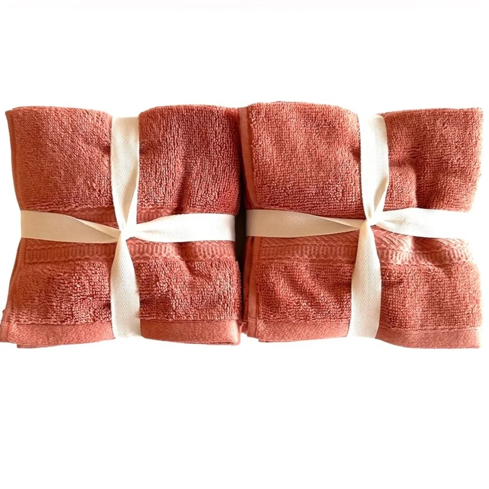 Hotel 8 Pc. Cotton Washcloths SUSTAINABLY MADE Teracotta Color NEW